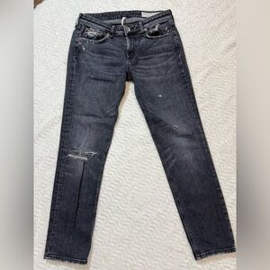 Rag & Bone Dark Gray Distressed Skinny Jeans Low Rise Boy Friend style